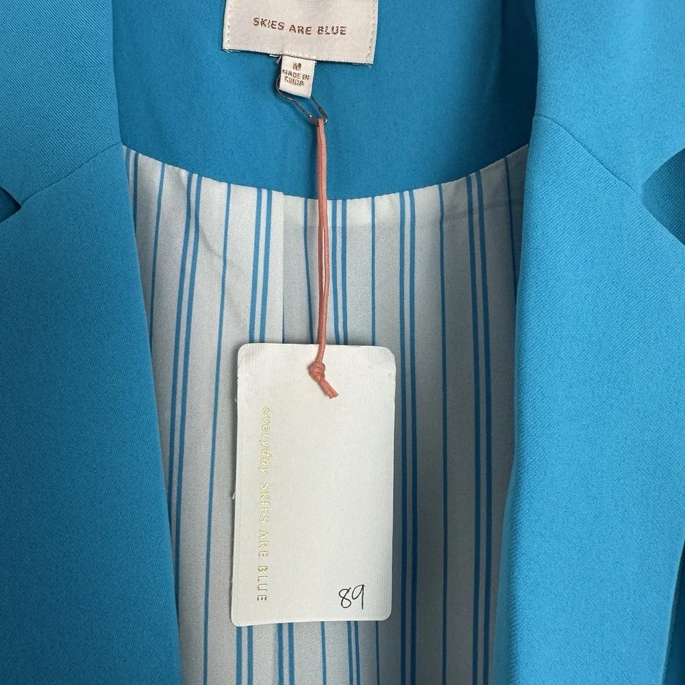 Skies Are Blue Womens Lightweight Blazer Notch Lapel Pockets Blue Medium Office - Picture 3 of 11
